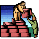 Two people lifting boxes