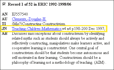 Journal record example