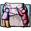 Two people looking at a map