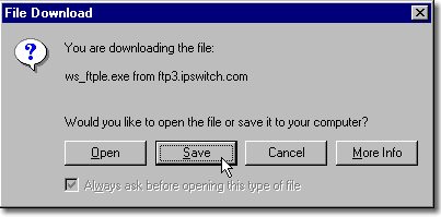 saving .exe file to computer